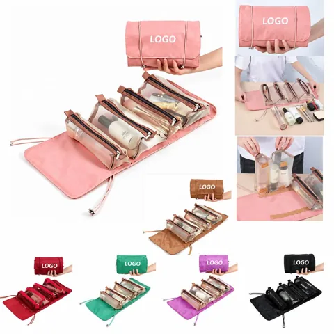 Compact Travel Makeup Case with Adjustable Dividers