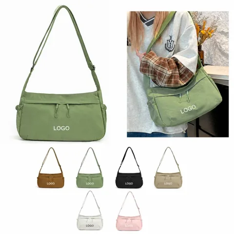 Water-Resistant Nylon Crossbody Bag with Multiple