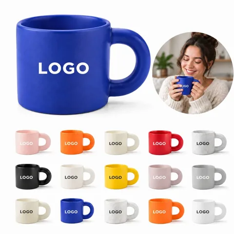 Oversized Handle Ceramic Mug for Coffee and Tea