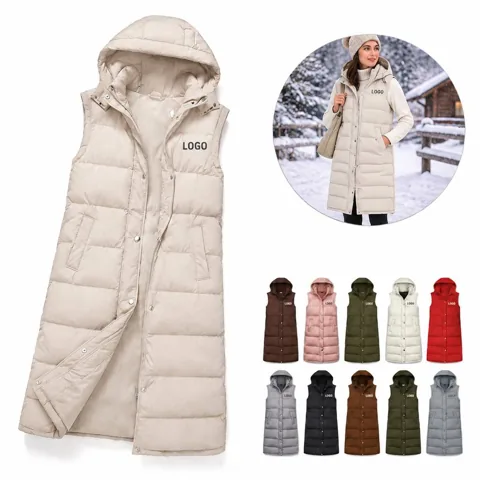 Women's Sleeveless Cotton Hooded Vest for Layering