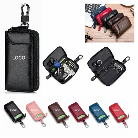Compact Multi-Slot Leather Key Holder and Organizer