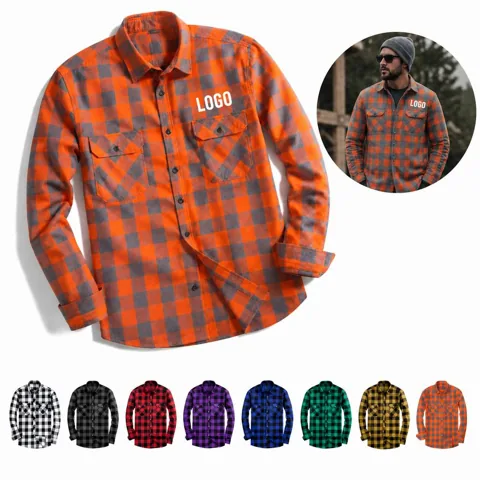 Plaid Brushed Cotton Flannel Shirt for Men