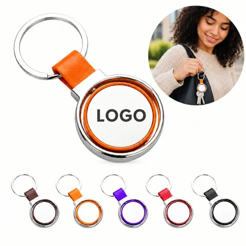 360-Degree Rotating Metal Medal Keychain for Keys