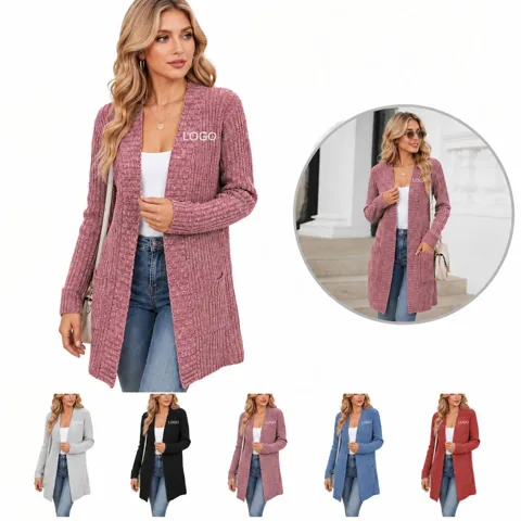 Long Sleeve Button Front Cardigan with Pockets