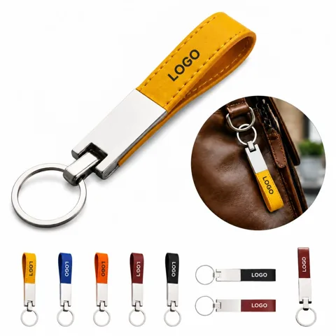 Metal Business Keyring with PU Leather Cover Compact Design