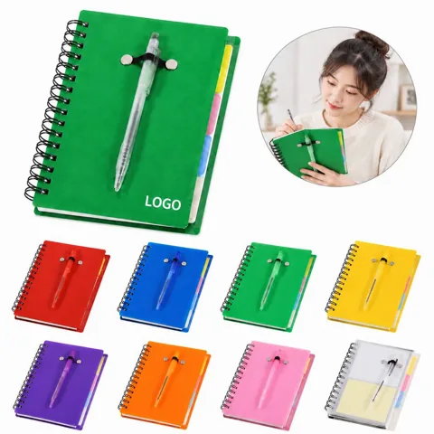 Ruled Spiral Notebook with Attached Pen for Notes