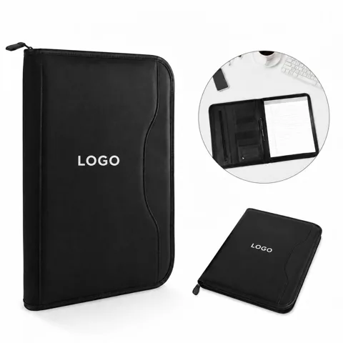Leather Ring Binder with Zipper Closure for Letter Size