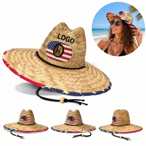 Foldable Wide Brim Natural Straw Sun Hat for Outdoor