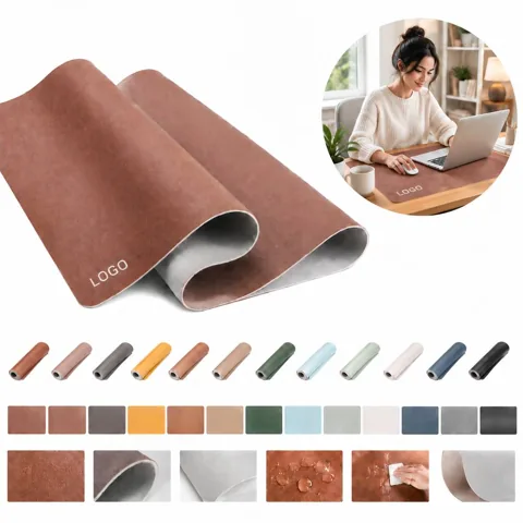 Oversized Reversible Leather Mouse Pad with Non-Slip Base
