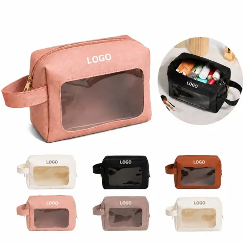 Transparent Spliced Makeup Pouch Large Capacity