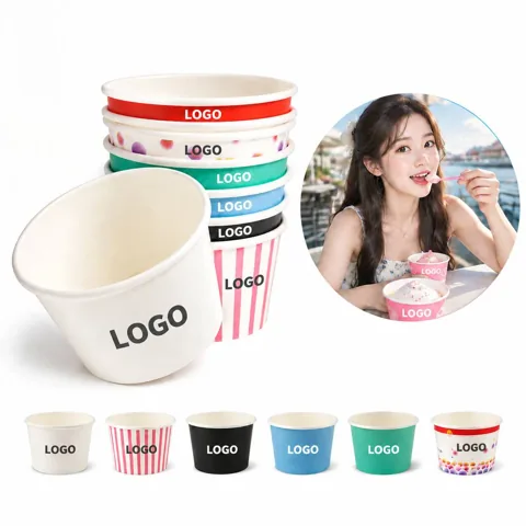 Disposable Leakproof PE Paper Bowls for Ice Cream