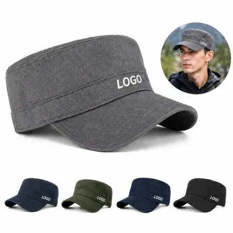 Solid Color Flat Brim Duckbill Cap Adjustable Cotton Hat