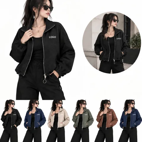 High Neck Loose Baseball Jacket for Casual Wear