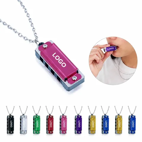 Mini Metal Harmonica Pendant Necklace for Music Lovers
