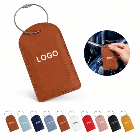 PU Leather Travel Luggage Tag with Secure Strap