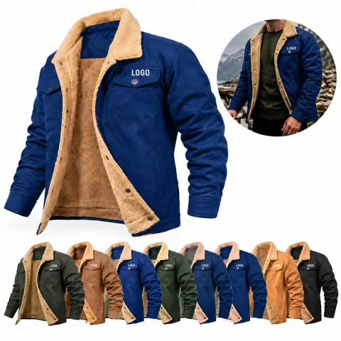 Winter Cotton Blend Coat for Men Casual Zip-Up