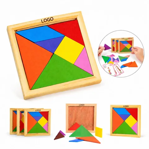 Wooden Geometric Tangram Educational Puzzle Set for Kids