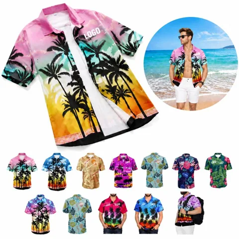 Sun-Blocking Hawaiian Shirt with Sublimated Print
