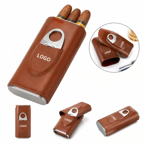 Genuine Leather Travel Cigar Holder with Secure Closure