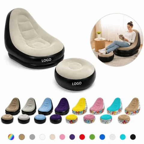 Portable Flocked Air Lounger Sofa for Indoor Outdoor Use