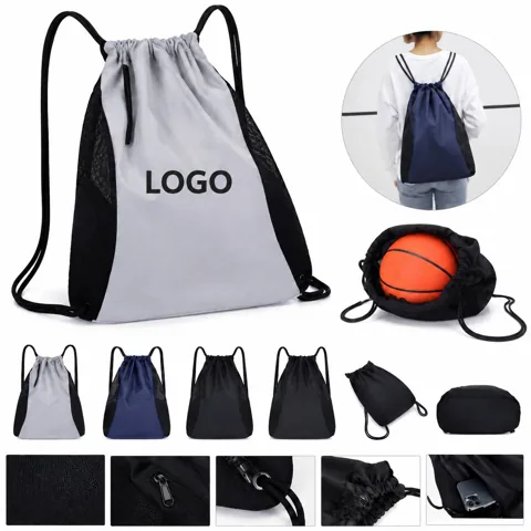 Large Waterproof Oxford Sports Drawstring Bag for Gym Travel