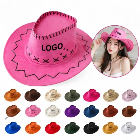 Faux Suede Wide Brim Cowboy Hat Set for Couples