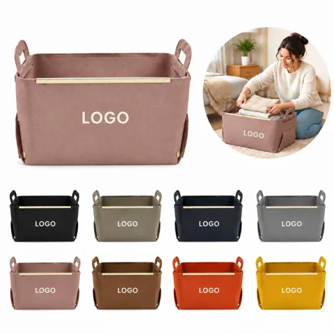 Nordic Style Leather Basket Storage Organizer
