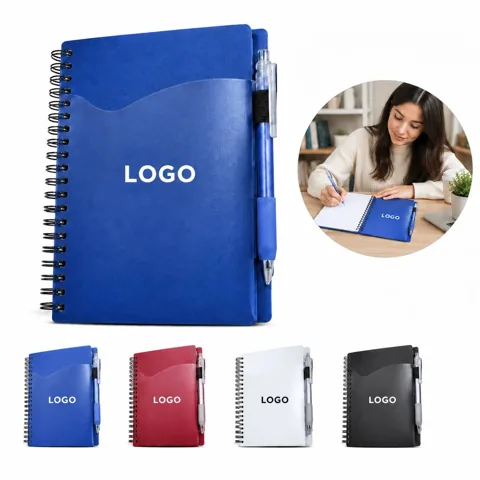 Spiral Notebook with Built-in Pocket for Paper Storage