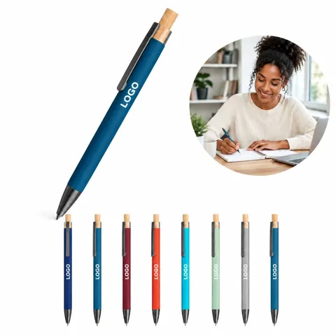 Eco-Friendly Bamboo & Aluminum Retractable Pen