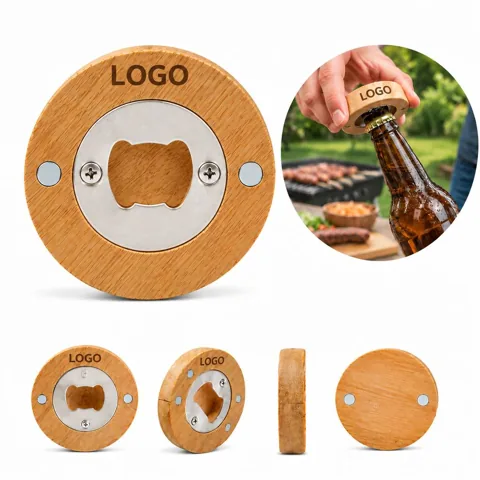 Wooden Magnetic Bottle Opener for Glass Bottles