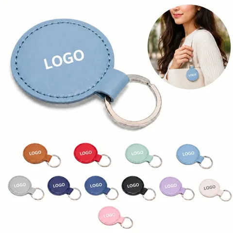Retro Faux Leather Key Holder with Metal Ring