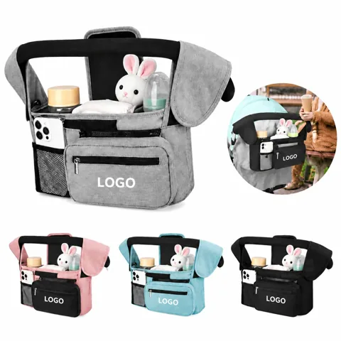 Stroller Cup Holder with Insulated Storage Pockets