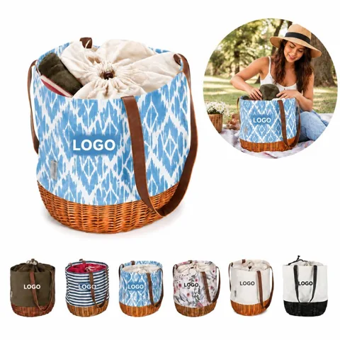 Structured Basket Weave Canvas Carryall Tote