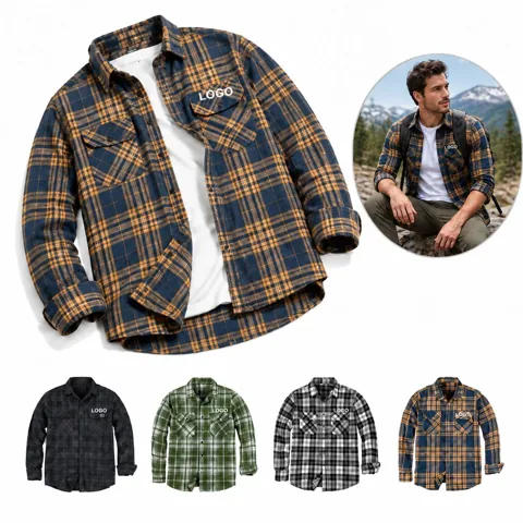 Checkered Pocket Knit Shirt Jacket for Layering