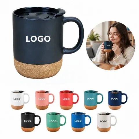 Eco-Friendly Porcelain Cup with Natural Cork Base for Cold