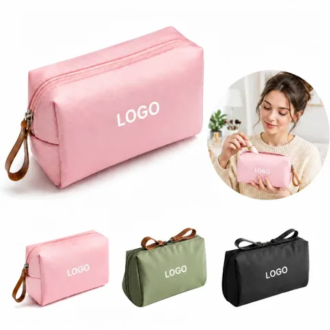 Travel Cosmetic Pouch with Compartments and Zipper