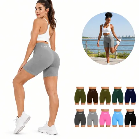 High-Rise Nylon Yoga Shorts for Women with Tummy Control