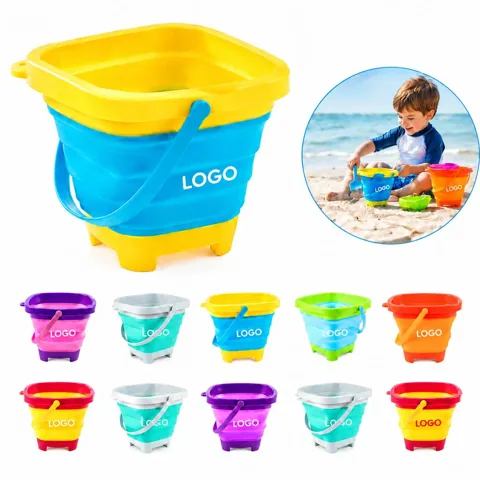 Foldable Square Silicone Bucket for Beach and Camping