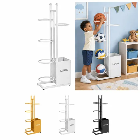Kids Ball Organizer Rack with Mesh Compartments