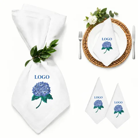 Floral Cotton Linen Embroidered Table Napkins Set