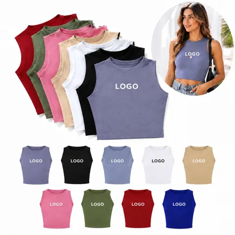 Sleeveless High Neck Crop Vest for Women