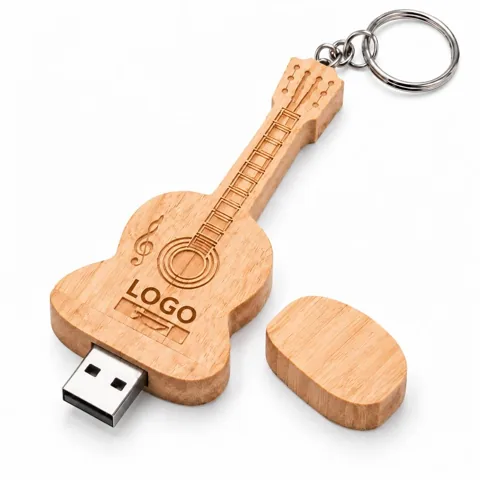 Guitar-Shaped Wooden USB Flash Drive