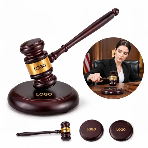 Wooden Gavel and Sound Block Set for Meetings