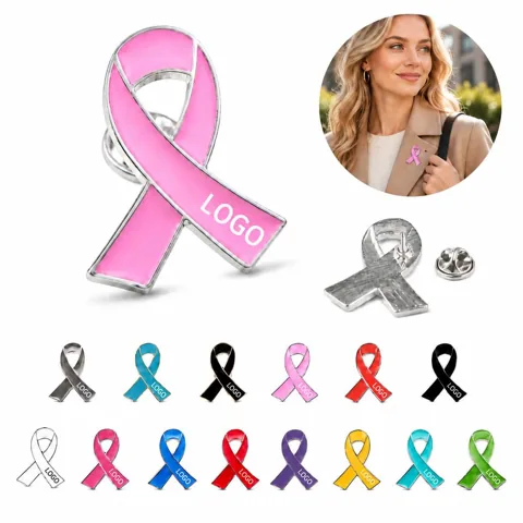 Ribbon-Shaped Alloy Brooch for Charity Support