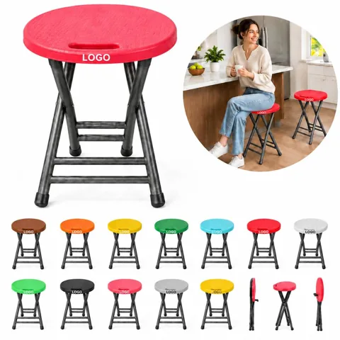 Folding Counter Stool with Padded Seat and Metal Frame