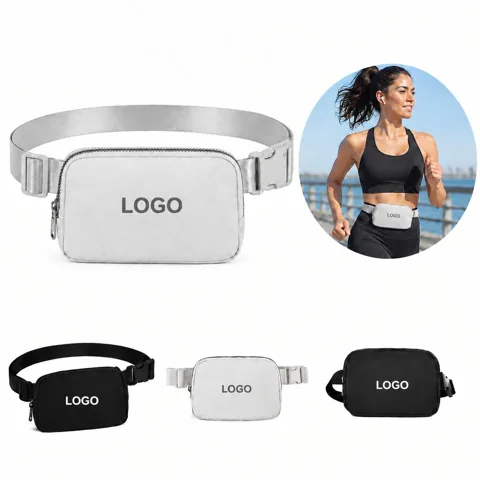 Compact Water-Resistant Canvas Waist Bag with Zip Pockets