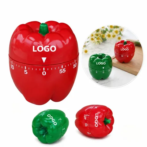 Pepper-Shaped Magnetic Kitchen Timer with Clear Display