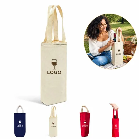 Eco-Friendly Reusable Cotton Wine Bottle Tote Bag Washable