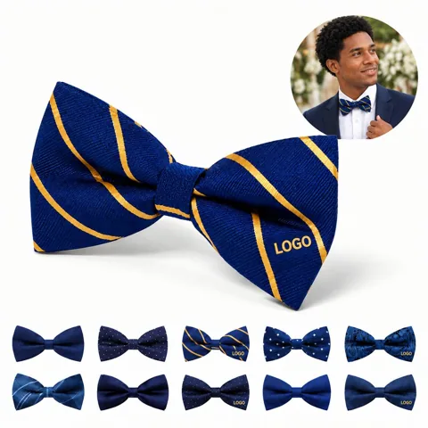 Adjustable Clip-On Polyester Bow Tie for Formal Wear