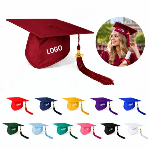 Academic Mortarboard Hat with Moveable Tassel for Graduation